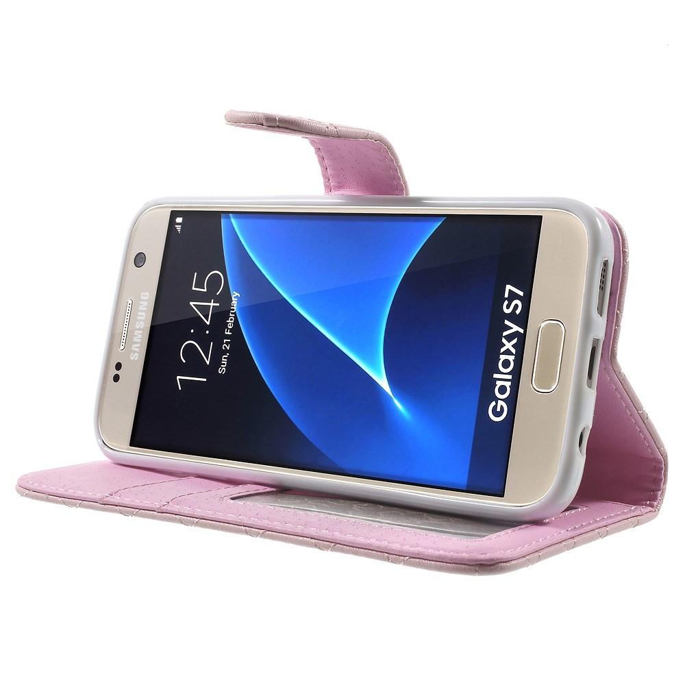 Samsung Galaxy S7 Wallet Case Quilted Pink