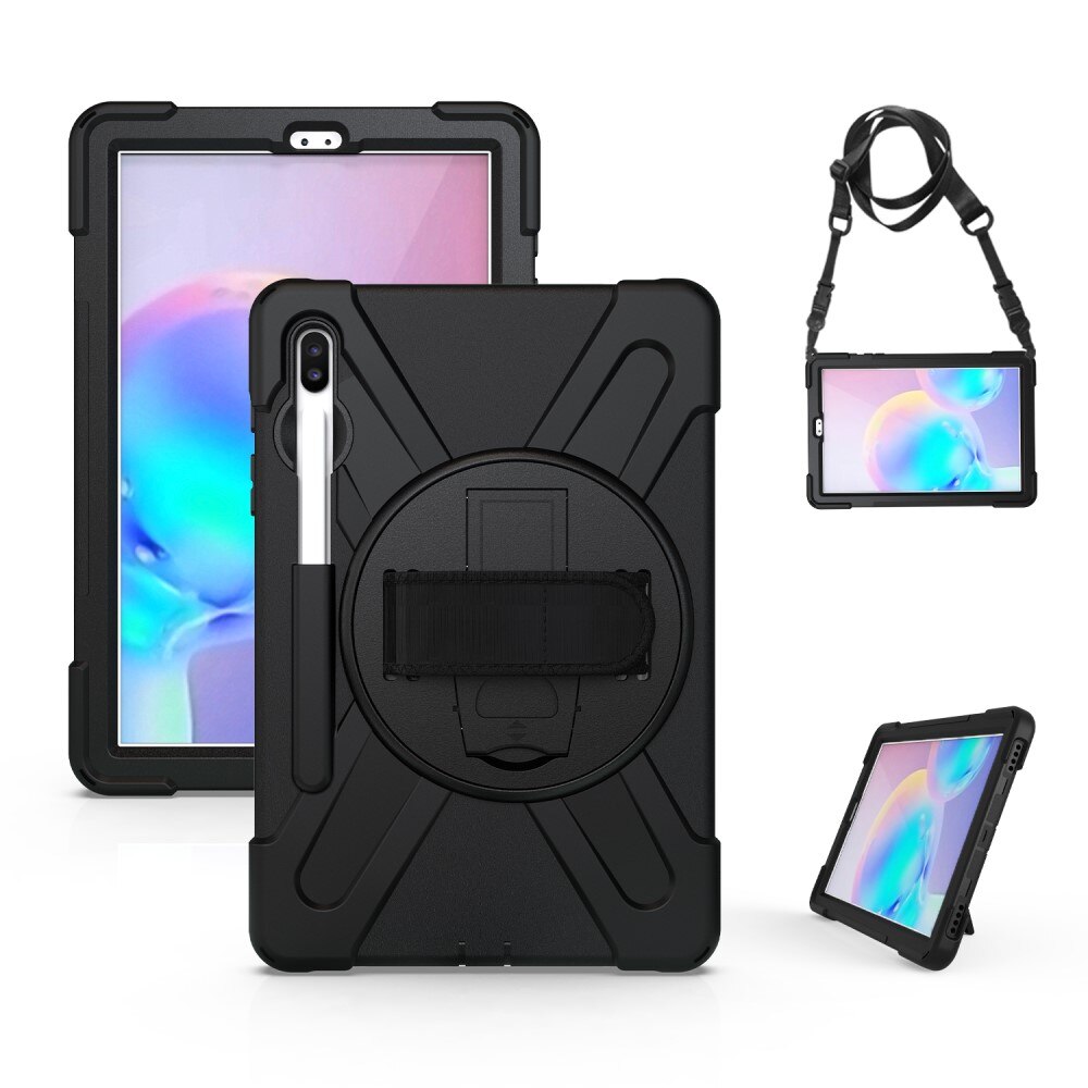 Samsung Galaxy Tab S6 10.5 Shockproof Hybrid Case w. Shoulder Strap Black