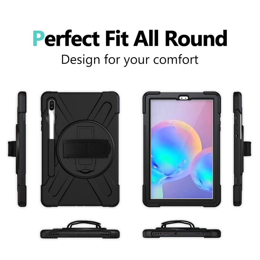 Samsung Galaxy Tab S6 10.5 Shockproof Hybrid Case w. Shoulder Strap Black