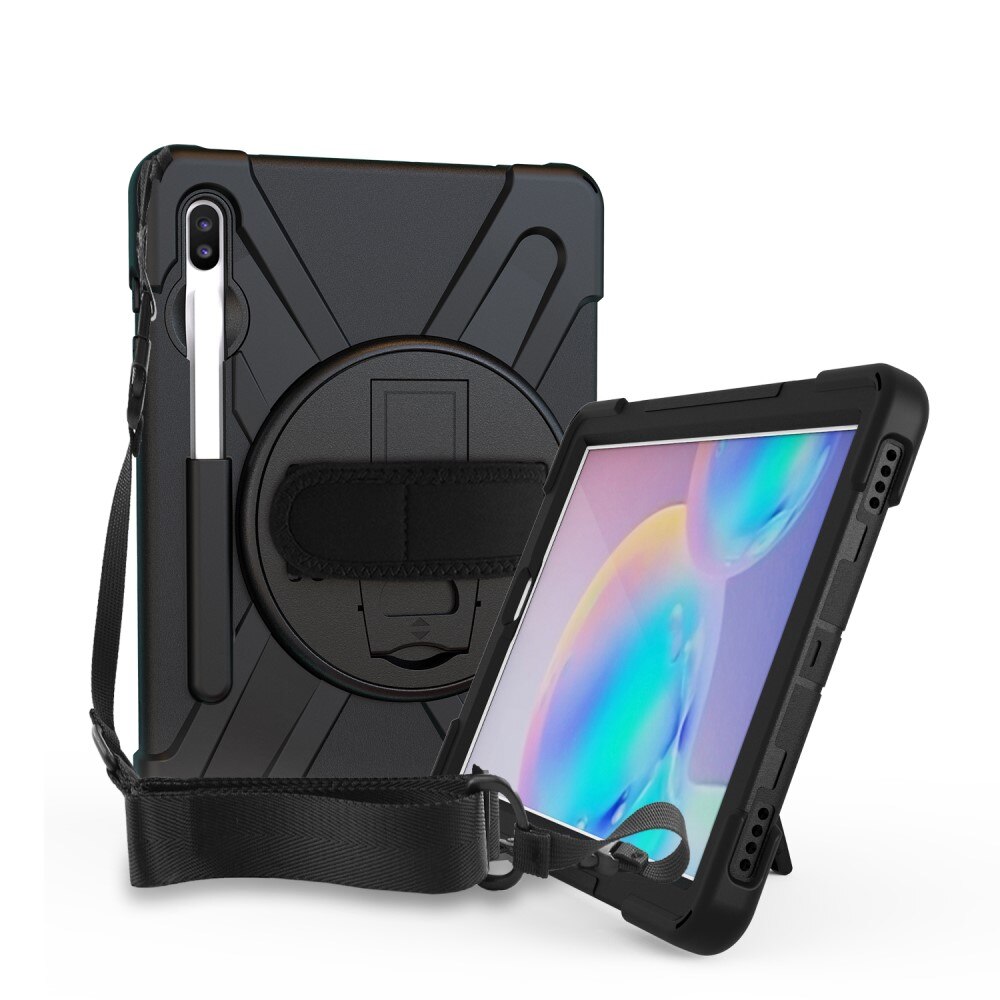 Samsung Galaxy Tab S6 10.5 Shockproof Hybrid Case w. Shoulder Strap Black