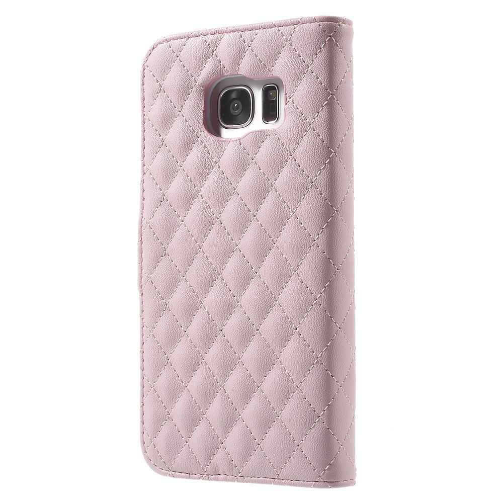 Samsung Galaxy S7 Edge Wallet Case Quilted Pink