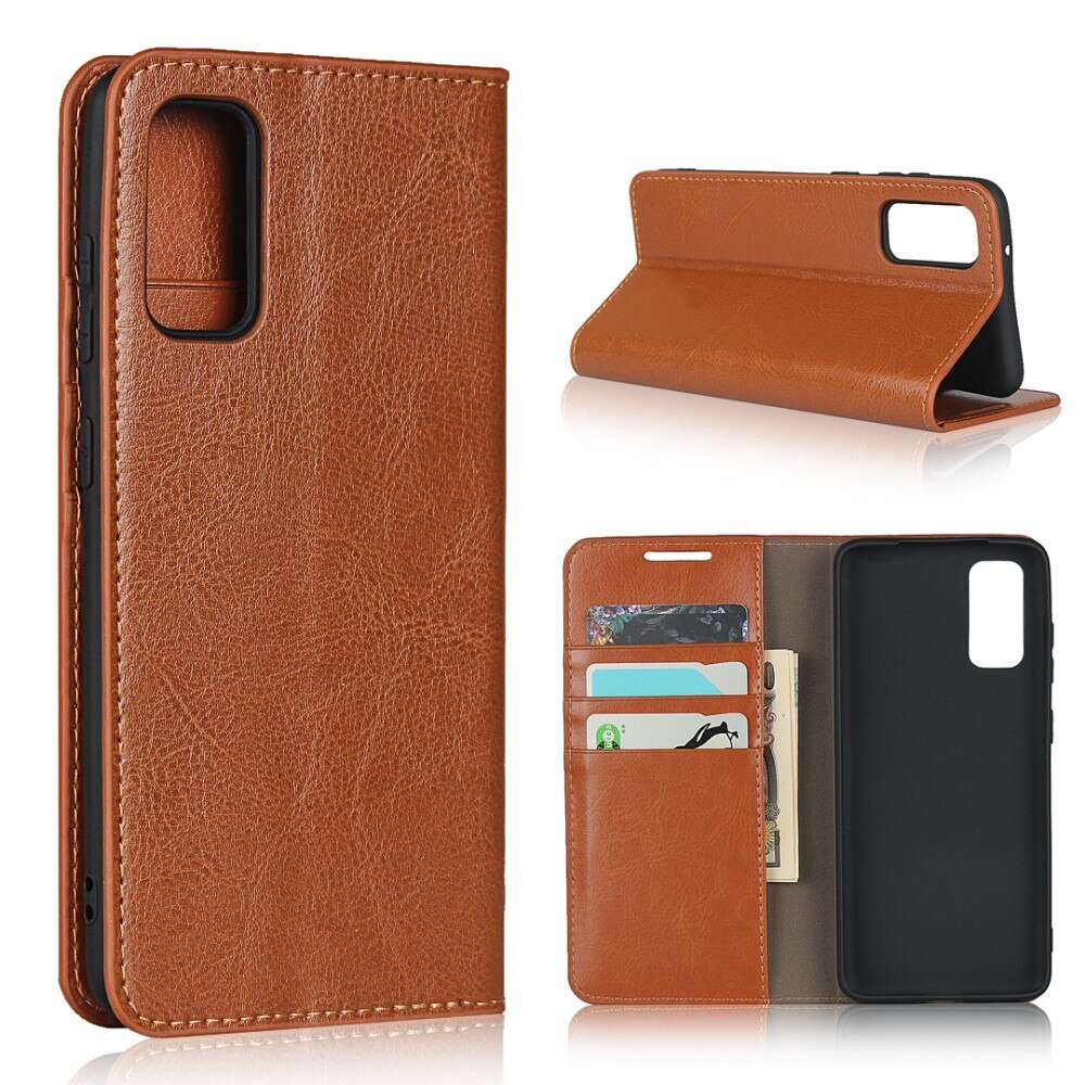 Samsung Galaxy S20 Genuine Leather Wallet Case Brown