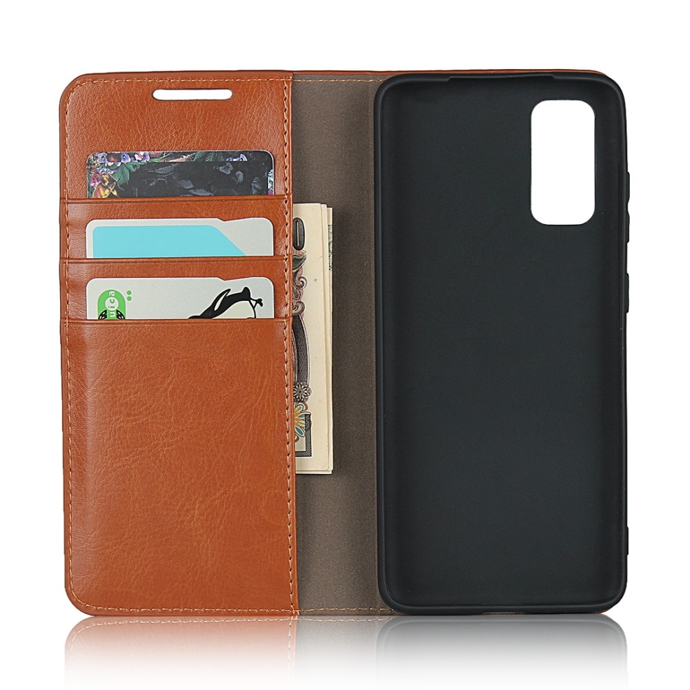 Samsung Galaxy S20 Genuine Leather Wallet Case Brown