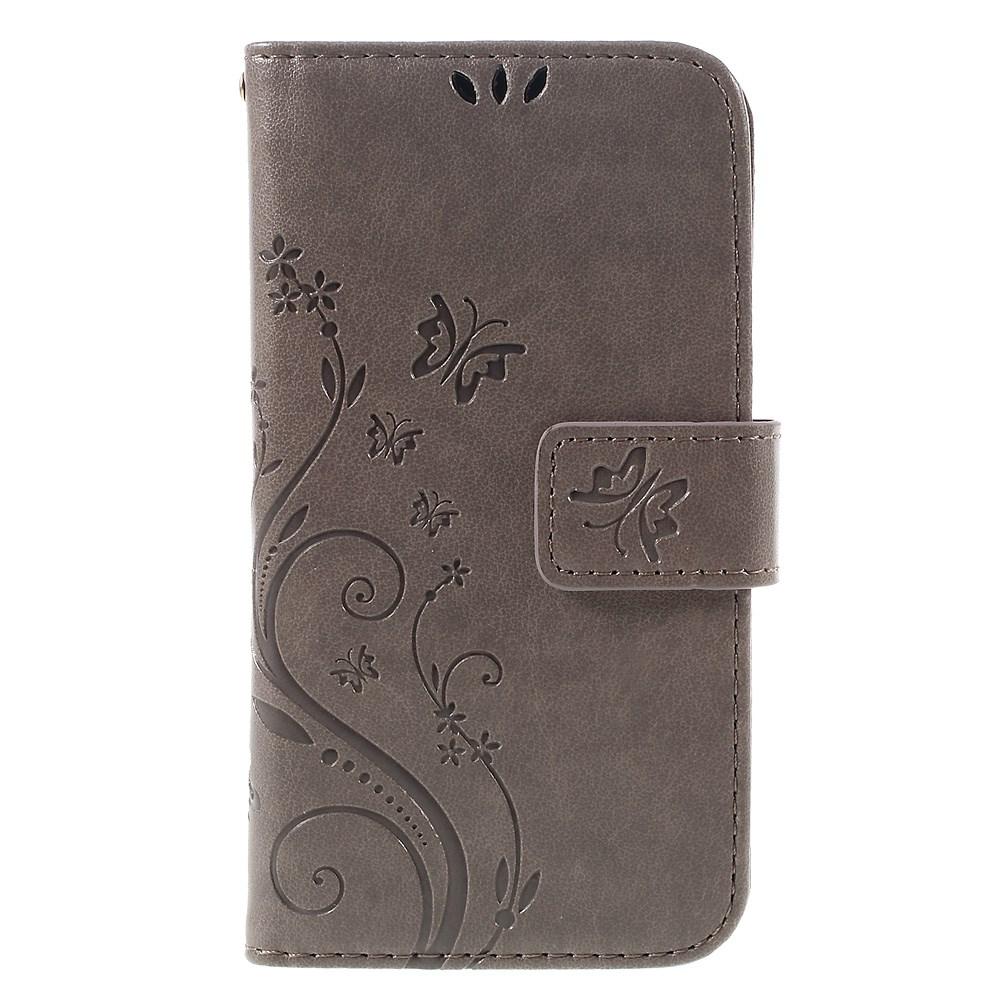 Samsung Galaxy A3 2016 Leather Cover Imprinted Butterflies Grey