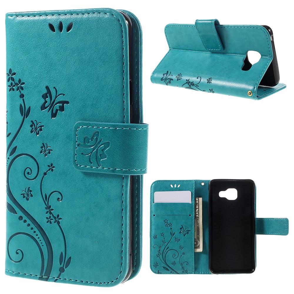 Samsung Galaxy A3 2016 Leather Cover Imprinted Butterflies Blue
