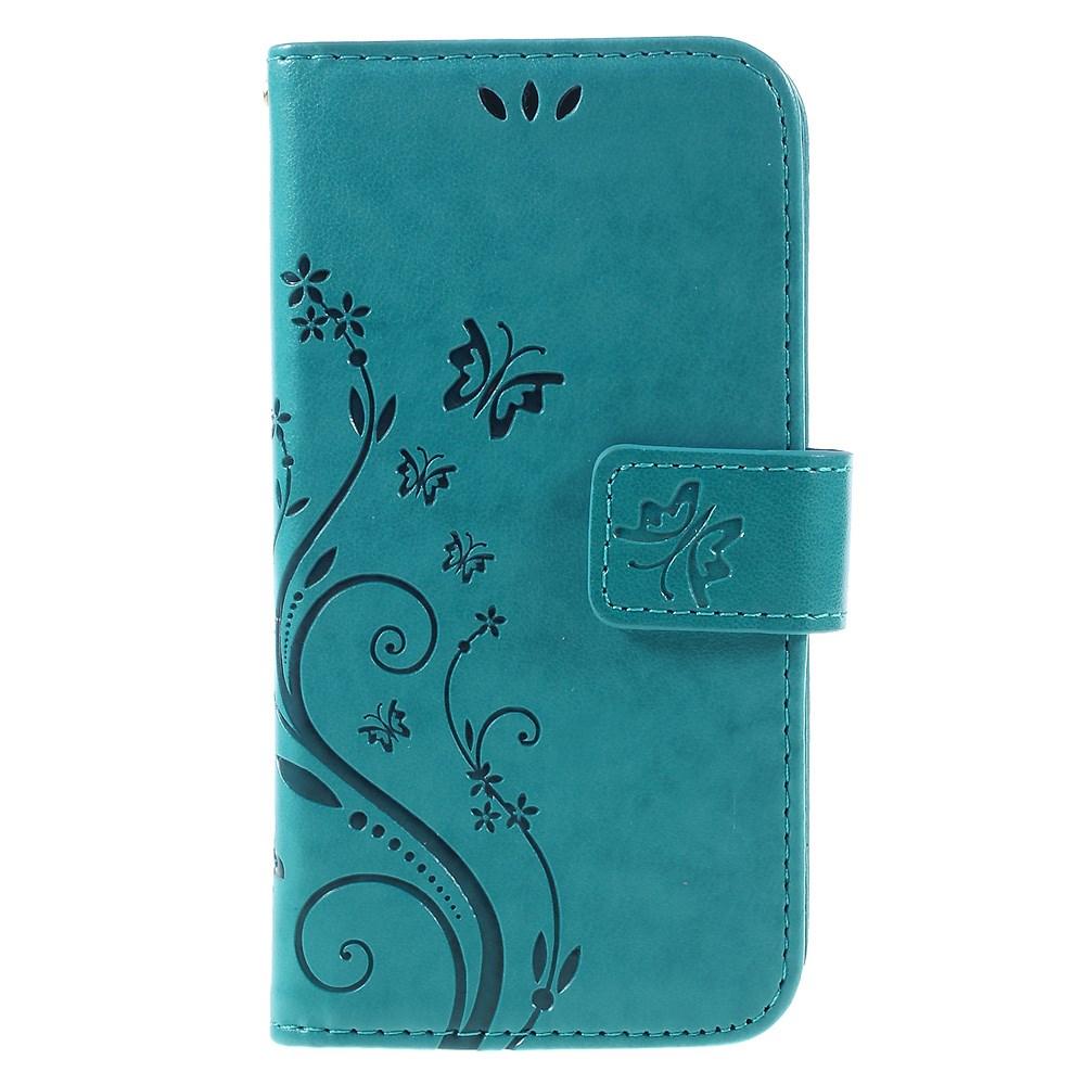 Samsung Galaxy A3 2016 Leather Cover Imprinted Butterflies Blue