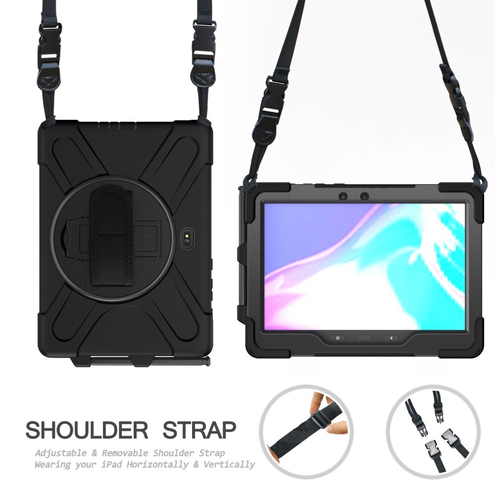 Samsung Galaxy Tab Active4 Pro Shockproof Hybrid Case w. Shoulder Strap Black