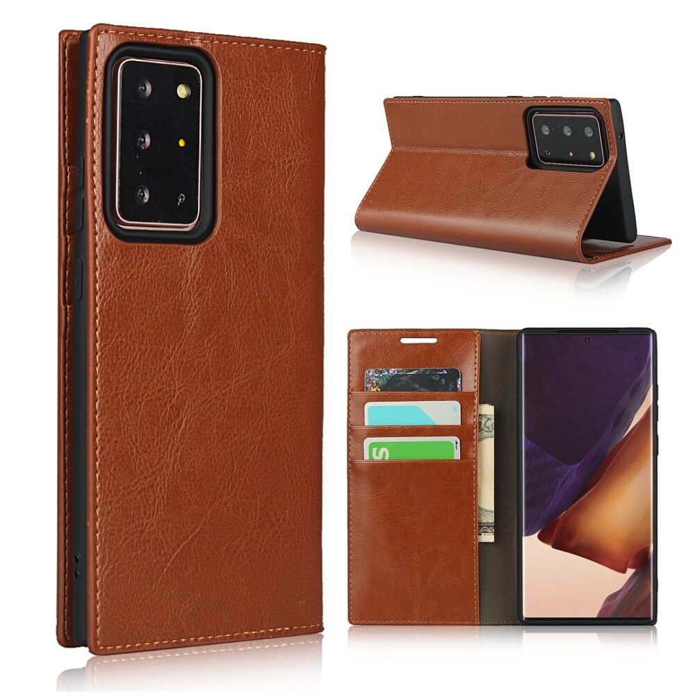 Samsung Galaxy Note 20 Ultra Genuine Leather Wallet Case Brown