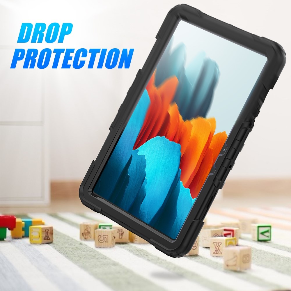 Samsung Galaxy Tab S7/S8 11.0 Shockproof Full Protection Hybrid Case w. Shoulder Strap Black