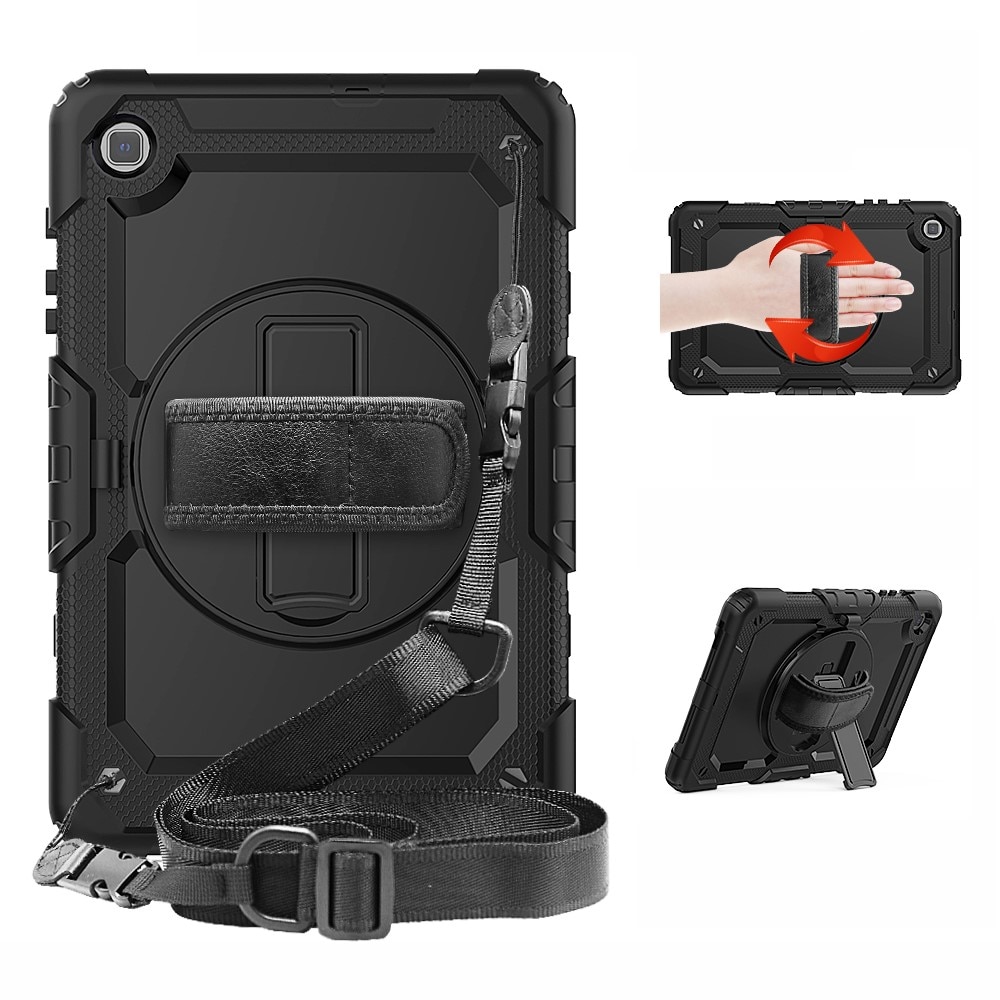 Samsung Galaxy Tab S6 Lite 10.4 Shockproof Full Protection Hybrid Case w. Shoulder Strap Black