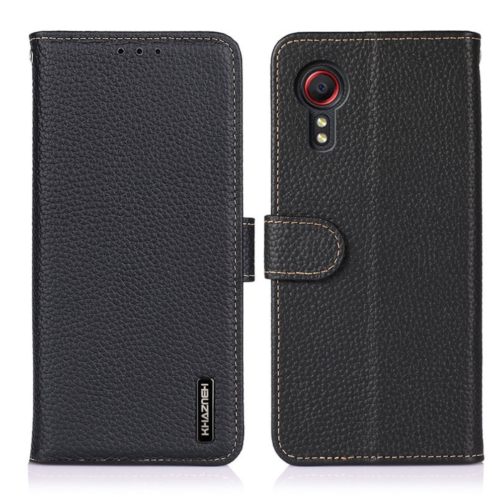 Samsung Galaxy Xcover 5 Real Leather Wallet Black