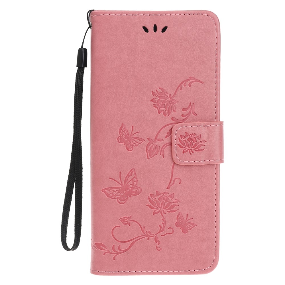 Samsung Galaxy A22 5G Leather Cover Imprinted Butterflies Pink