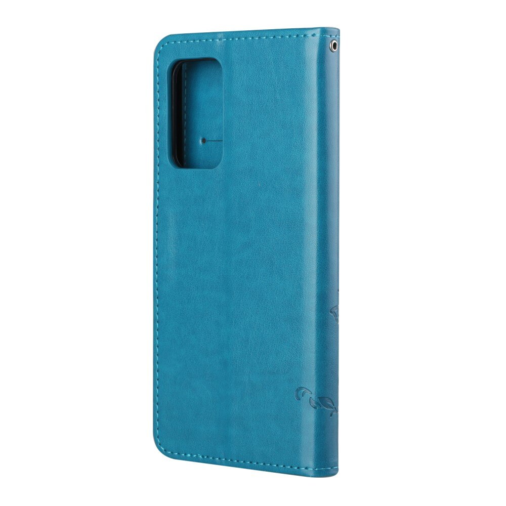 Samsung Galaxy A82 5G Leather Cover Imprinted Butterflies Blue