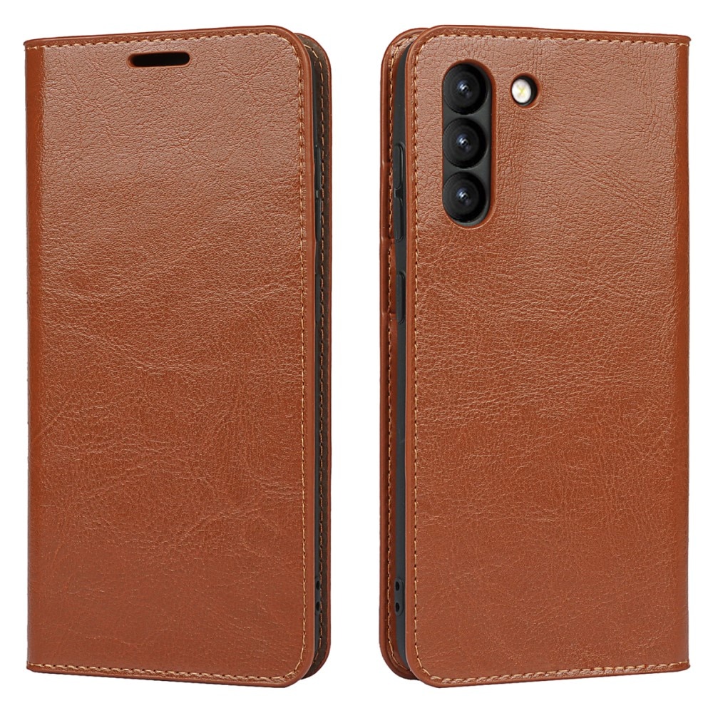 Samsung Galaxy S21 FE Genuine Leather Wallet Case Brown