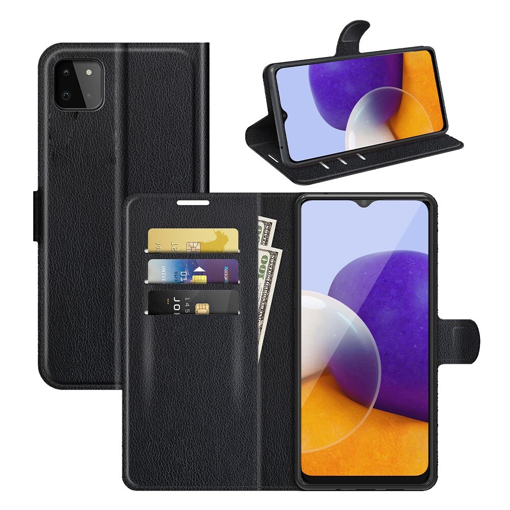 Samsung Galaxy A22 5G Wallet Book Cover Black