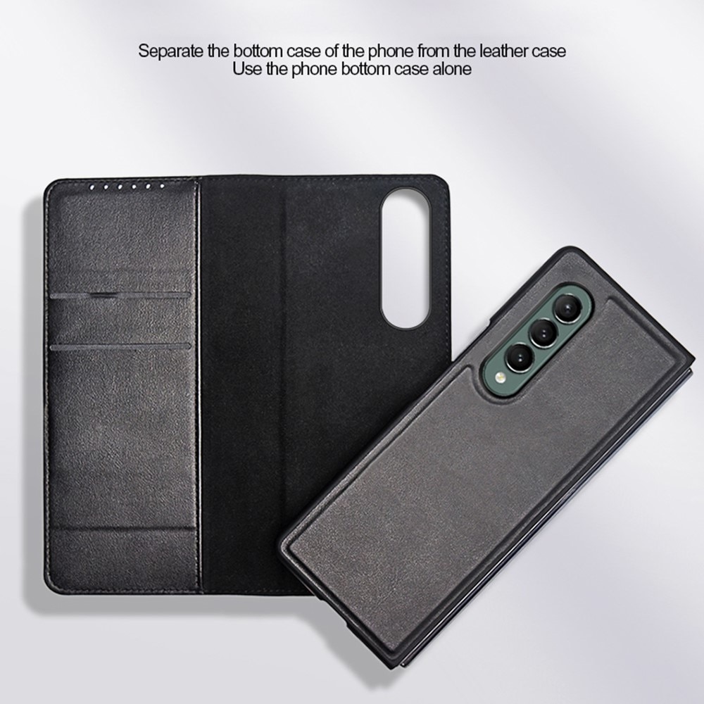 Samsung Galaxy Z Fold 3 Genuine Leather Wallet Case Black