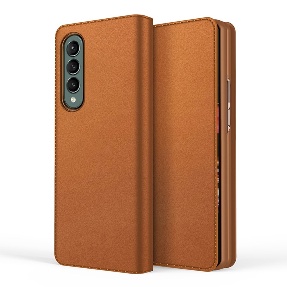 Samsung Galaxy Z Fold 3 Genuine Leather Wallet Case Brown