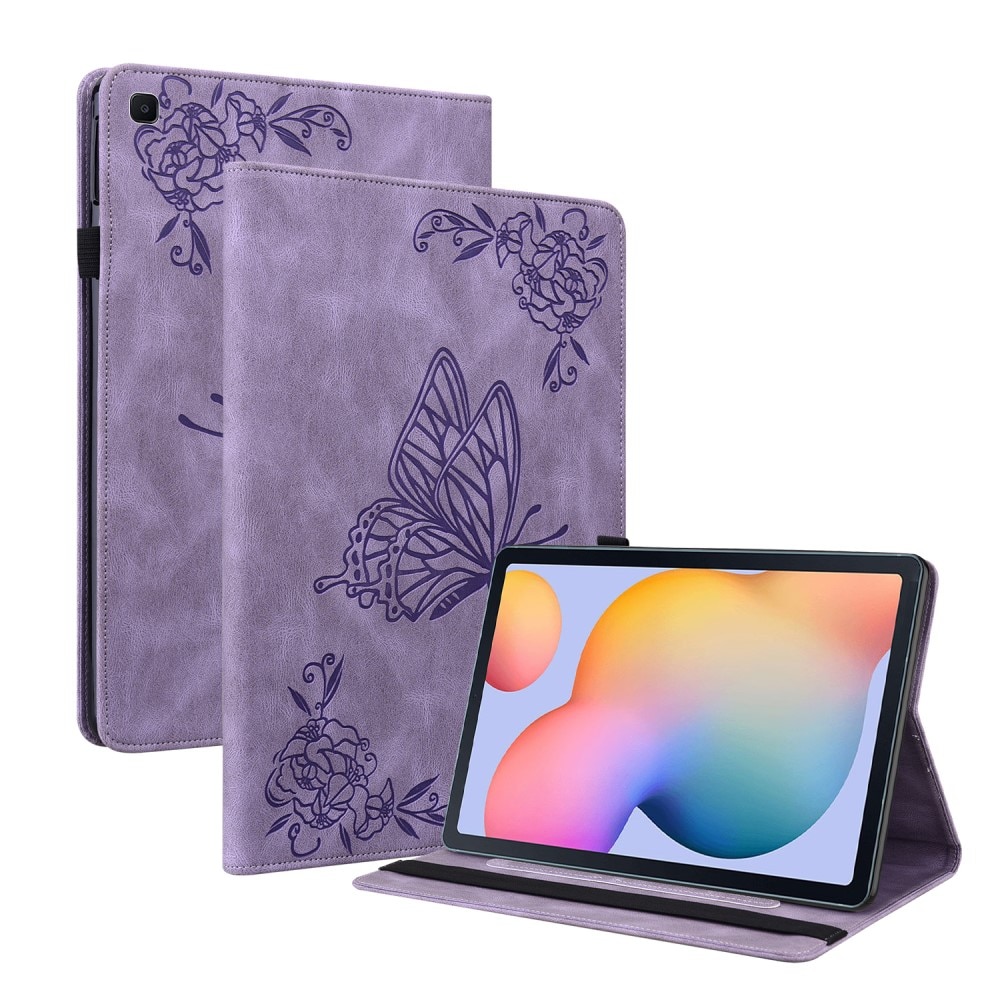 Samsung Galaxy Tab S6 Lite 10.4 Leather Cover Butterflies Purple