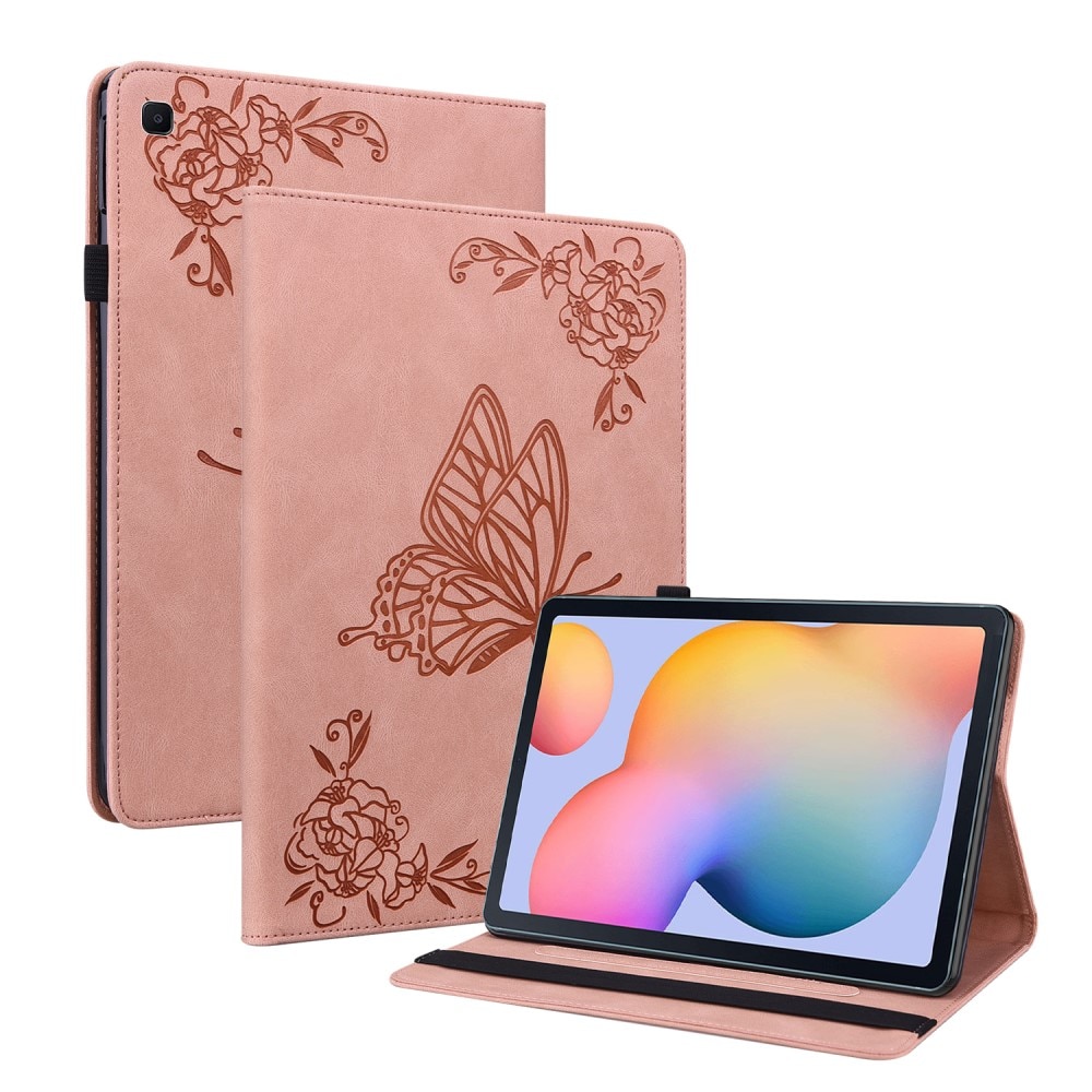 Samsung Galaxy Tab S6 Lite 10.4 Leather Cover Butterflies Pink