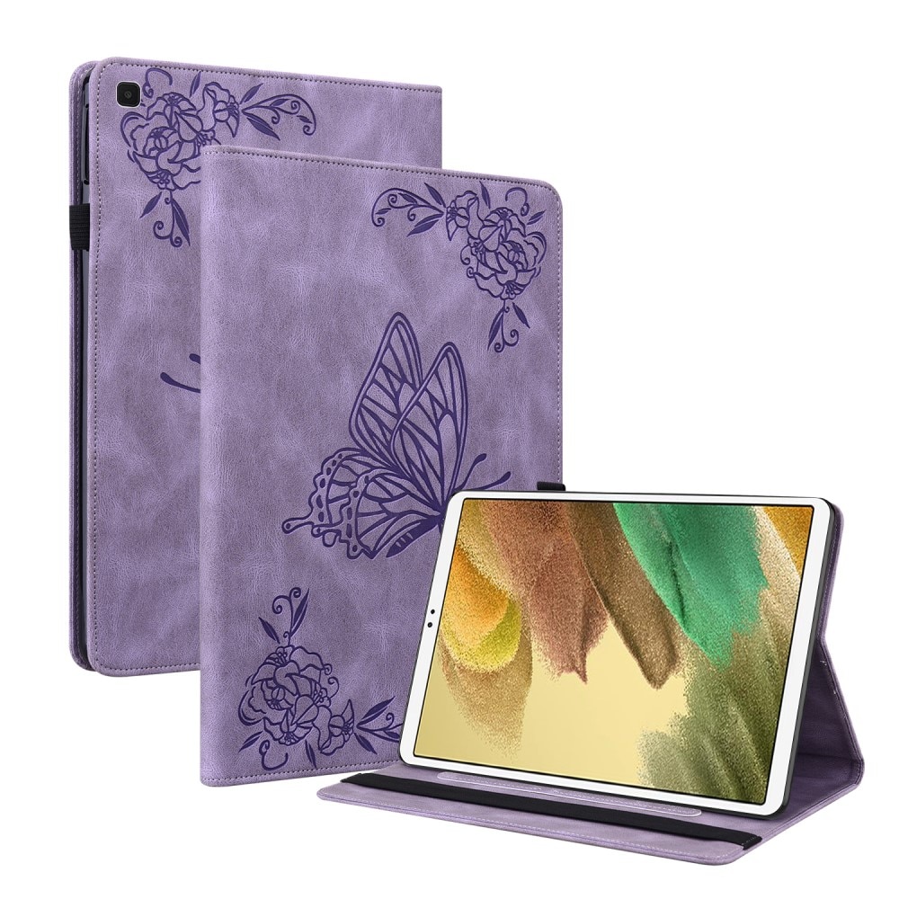 Samsung Galaxy Tab A7 Lite Leather Cover Butterflies Purple