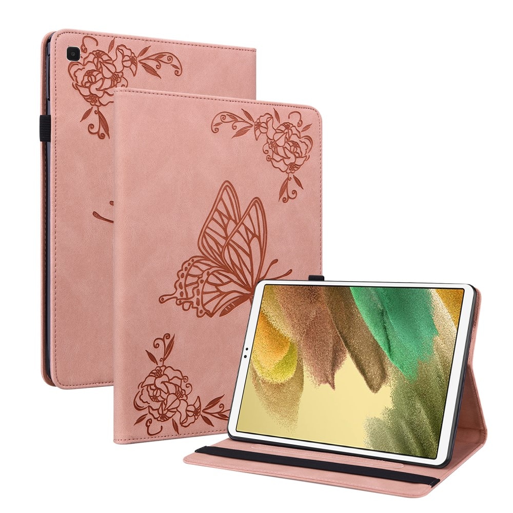 Samsung Galaxy Tab A7 Lite Leather Cover Butterflies Pink