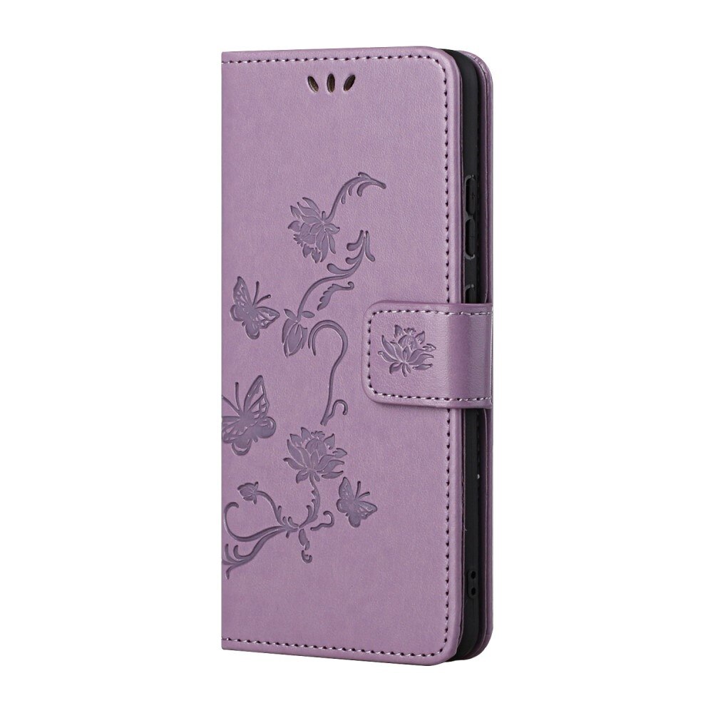 Samsung Galaxy S22 Plus Leather Cover Imprinted Butterflies Purple