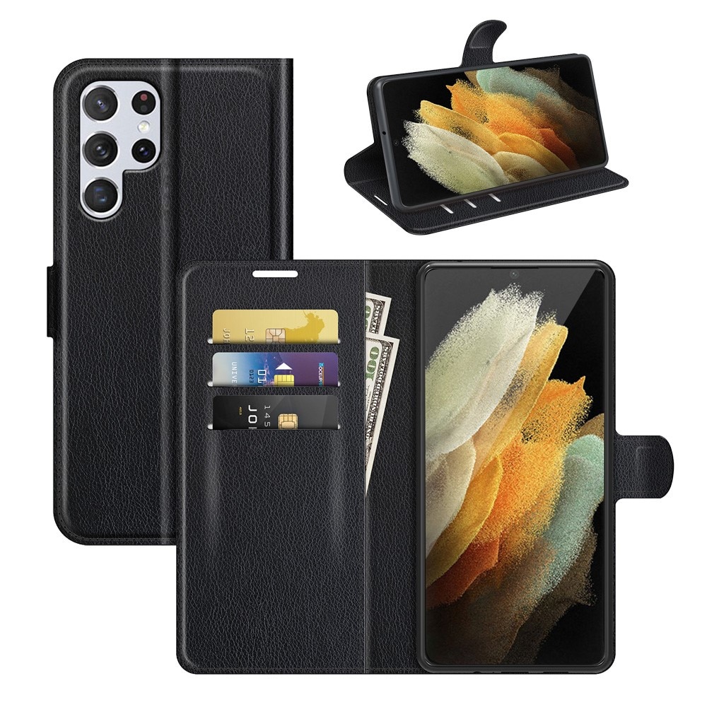 Samsung Galaxy S22 Ultra Wallet Book Cover Black