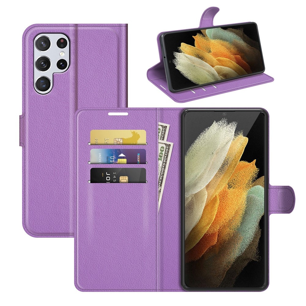 Samsung Galaxy S22 Ultra Wallet Book Cover Purple