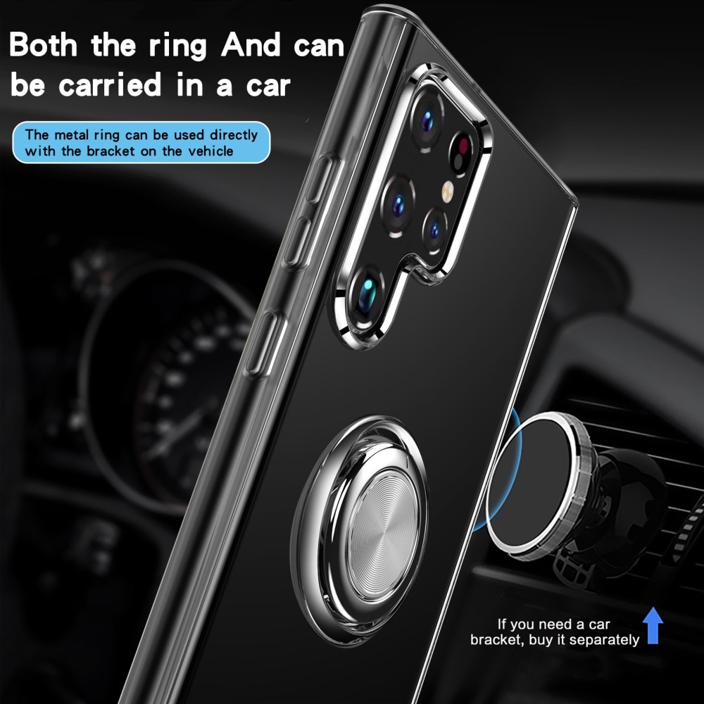Samsung Galaxy S22 Ultra Finger Ring Kickstand Case Transparant