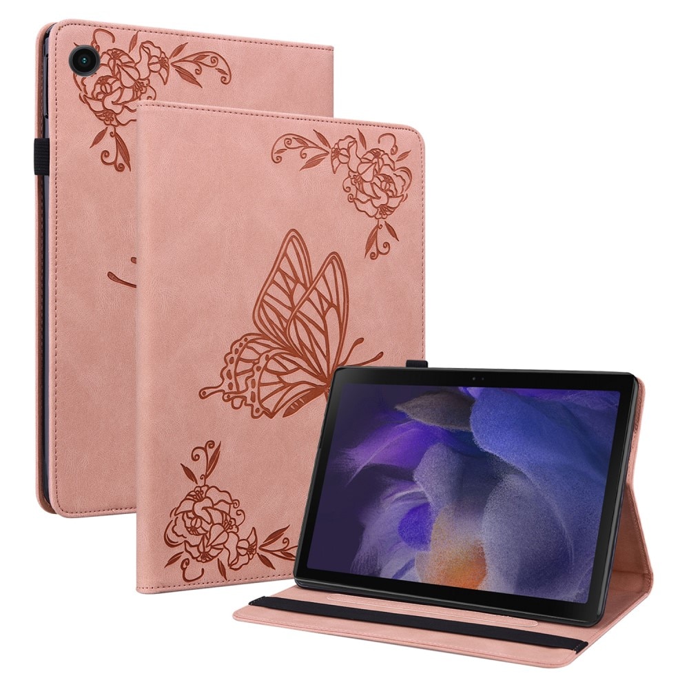 Samsung Galaxy Tab A8 10.5 Leather Cover Butterflies Pink