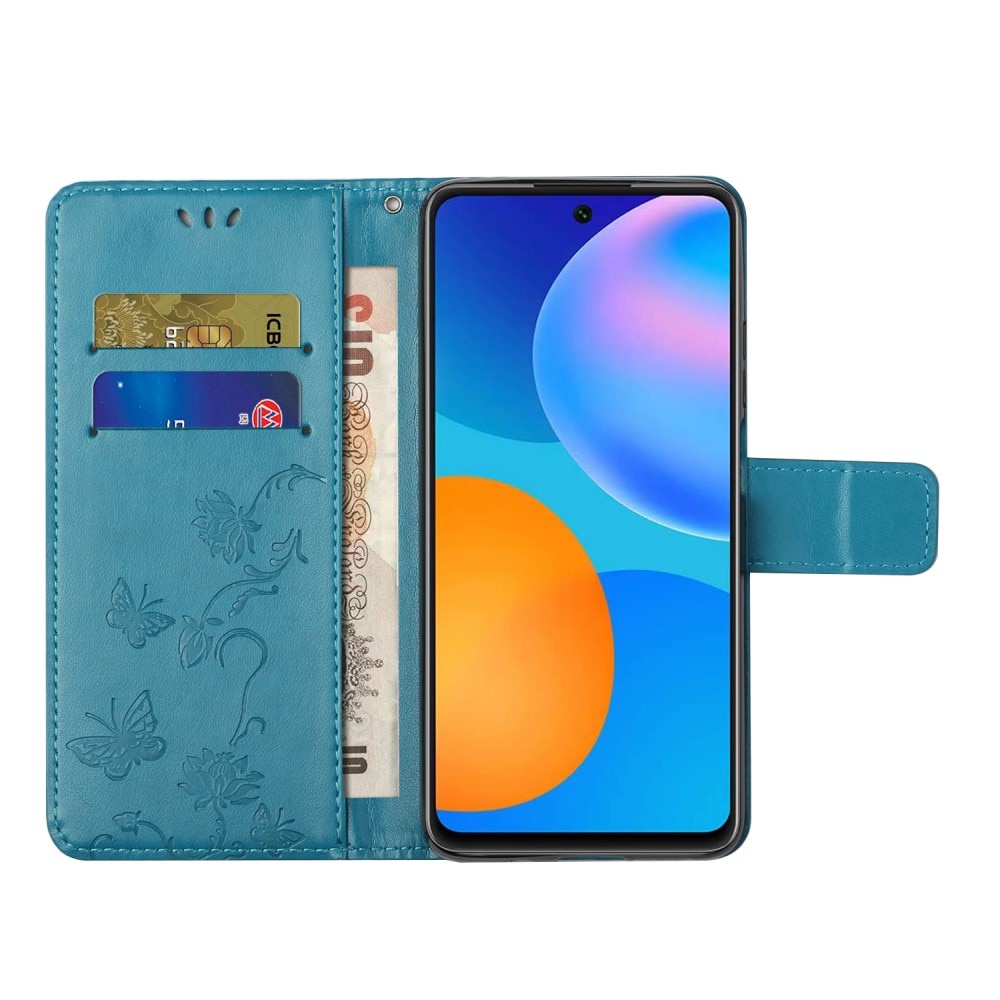 Samsung Galaxy A53 Leather Cover Imprinted Butterflies Blue