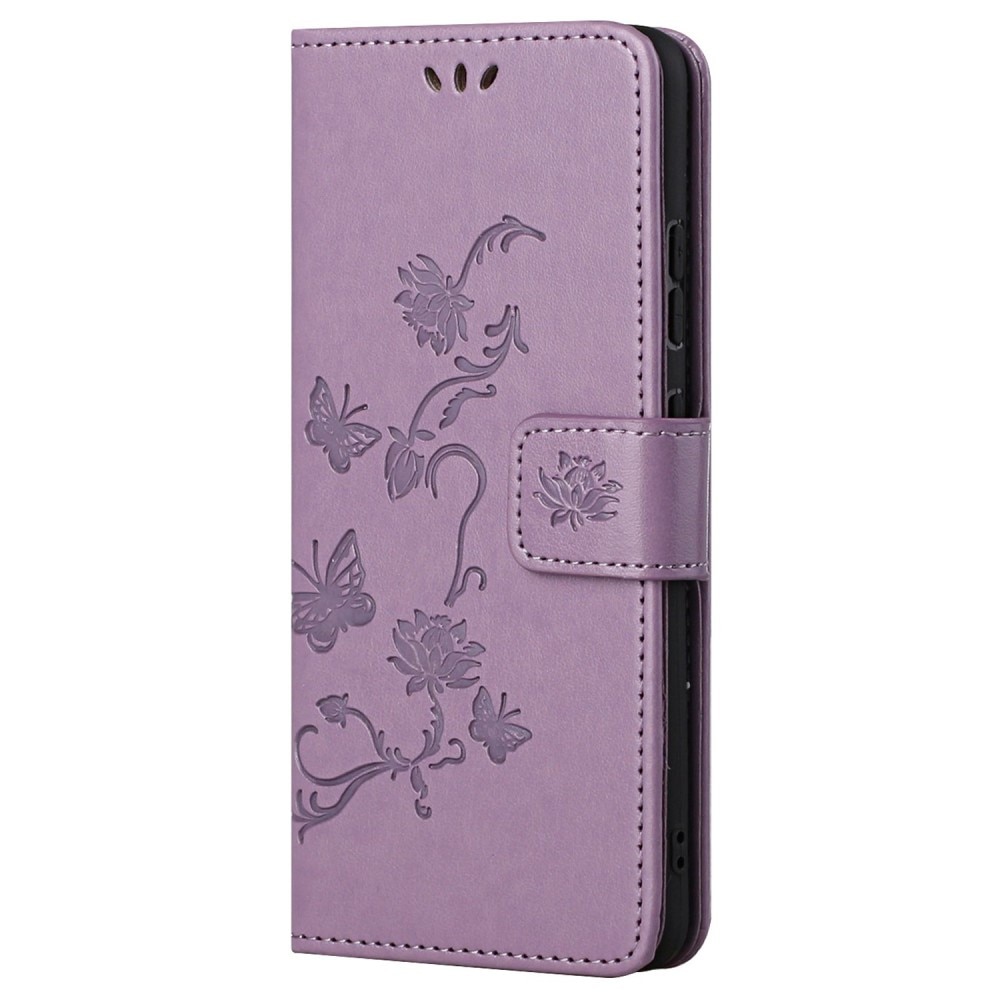 Samsung Galaxy A53 Leather Cover Imprinted Butterflies Purple