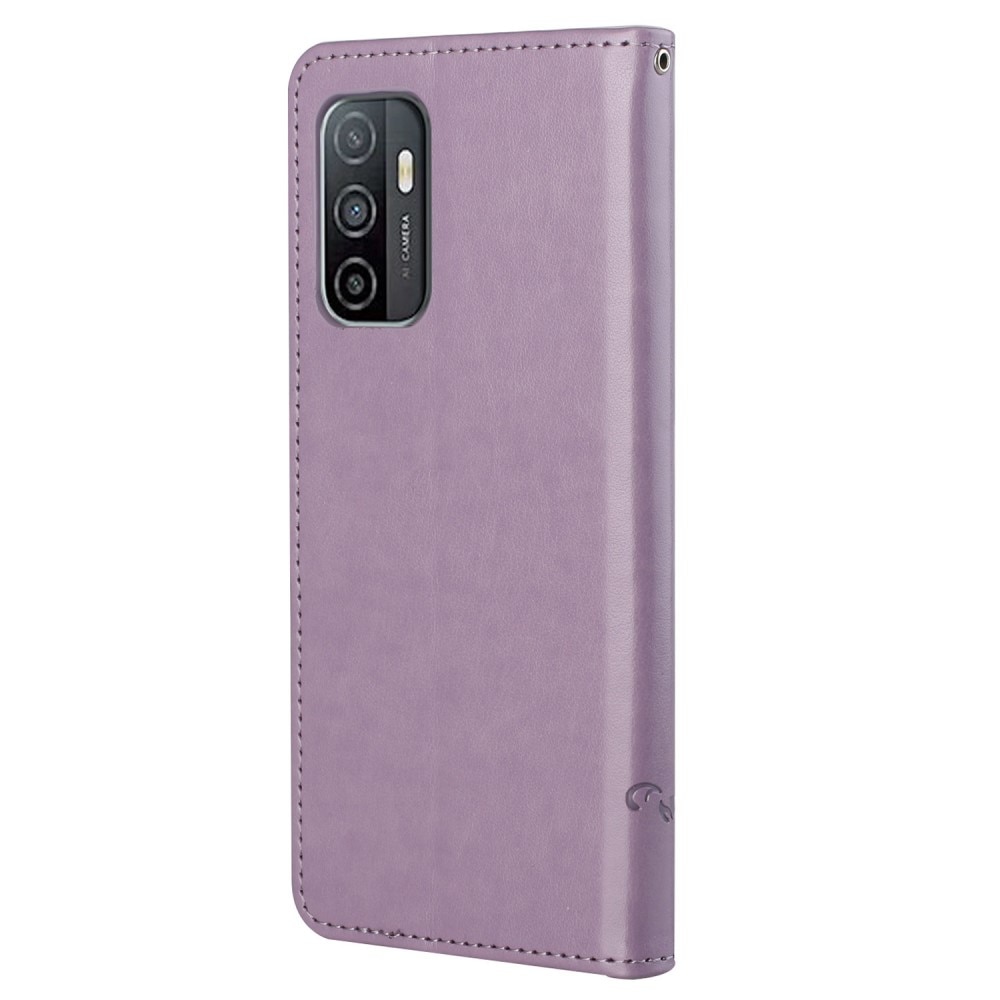 Samsung Galaxy A53 Leather Cover Imprinted Butterflies Purple