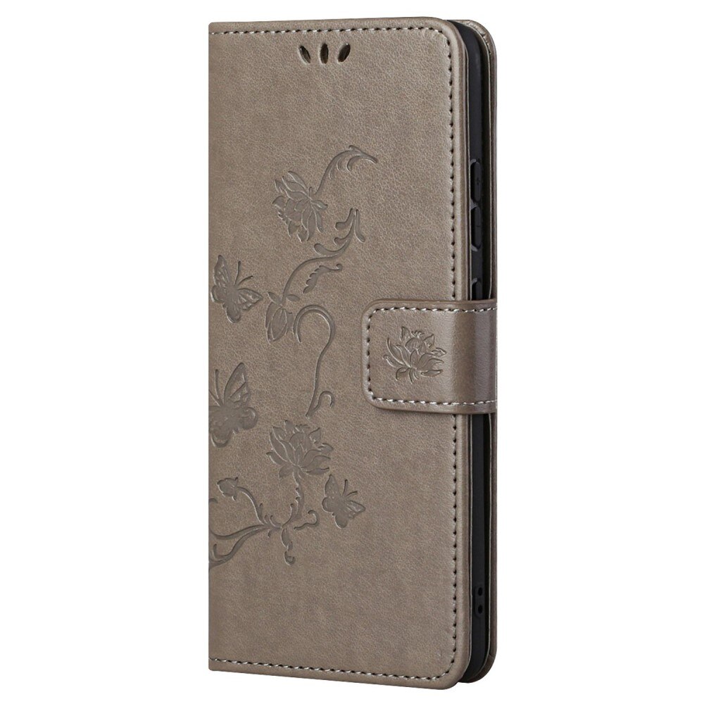 Samsung Galaxy A53 Leather Cover Imprinted Butterflies Grey