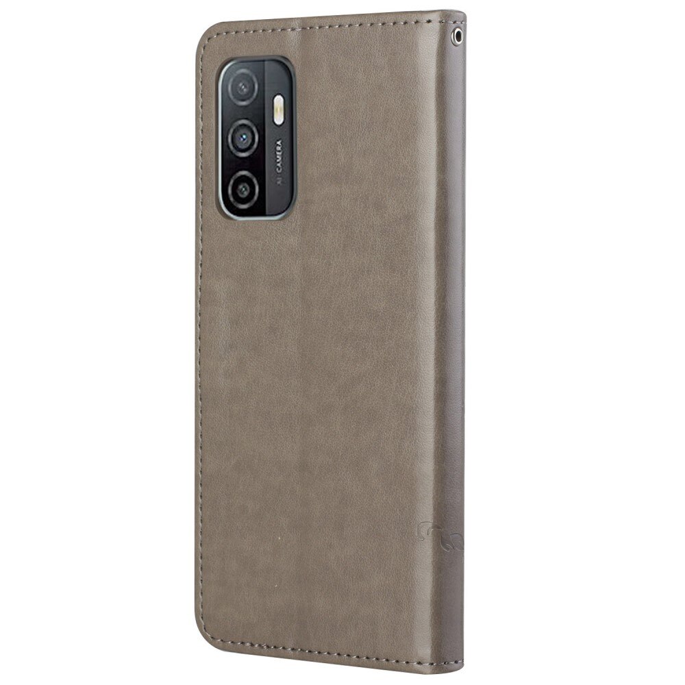 Samsung Galaxy A53 Leather Cover Imprinted Butterflies Grey