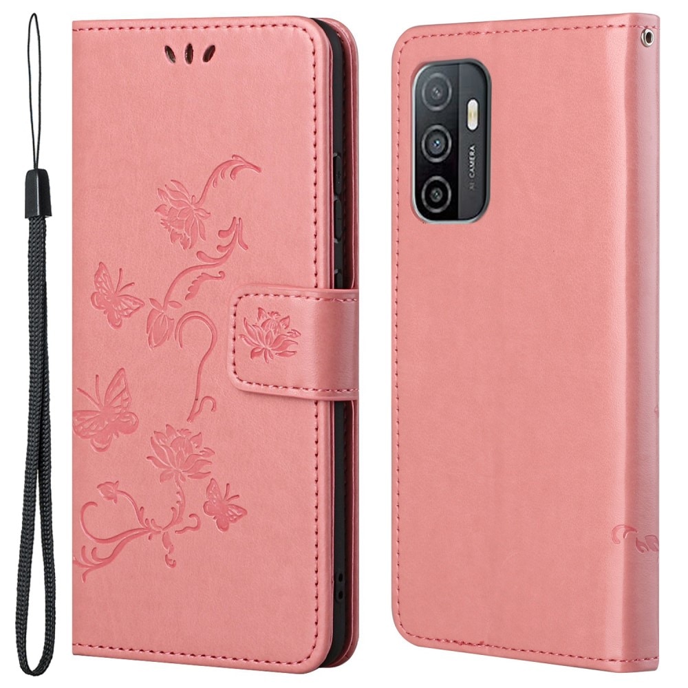 Samsung Galaxy A53 Leather Cover Imprinted Butterflies Pink