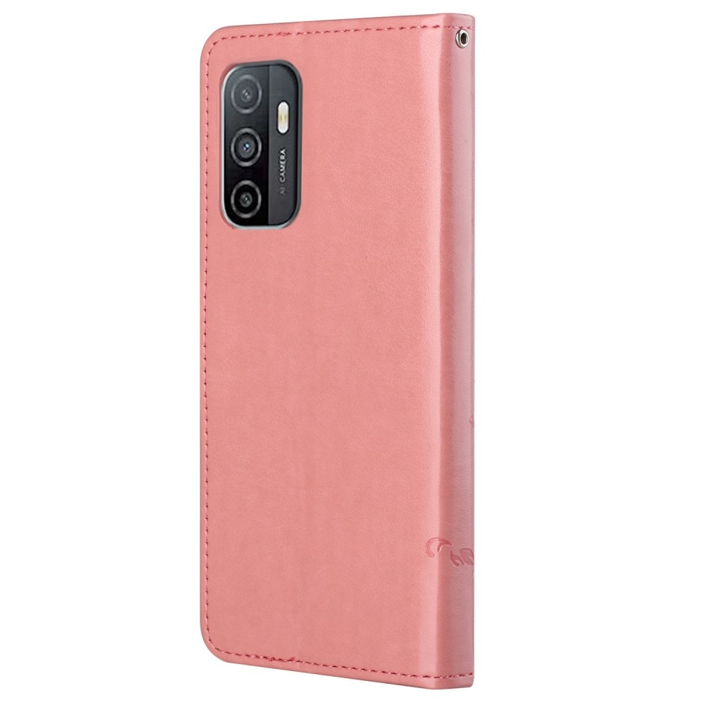 Samsung Galaxy A53 Leather Cover Imprinted Butterflies Pink
