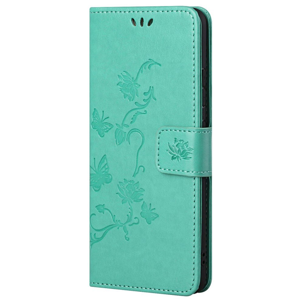 Samsung Galaxy A53 Leather Cover Imprinted Butterflies Green