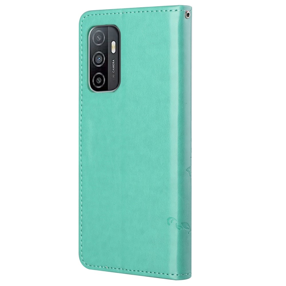 Samsung Galaxy A53 Leather Cover Imprinted Butterflies Green
