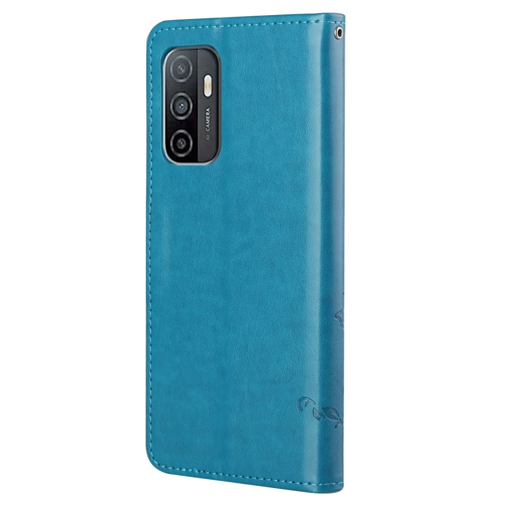 Samsung Galaxy A33 Leather Cover Imprinted Butterflies Blue