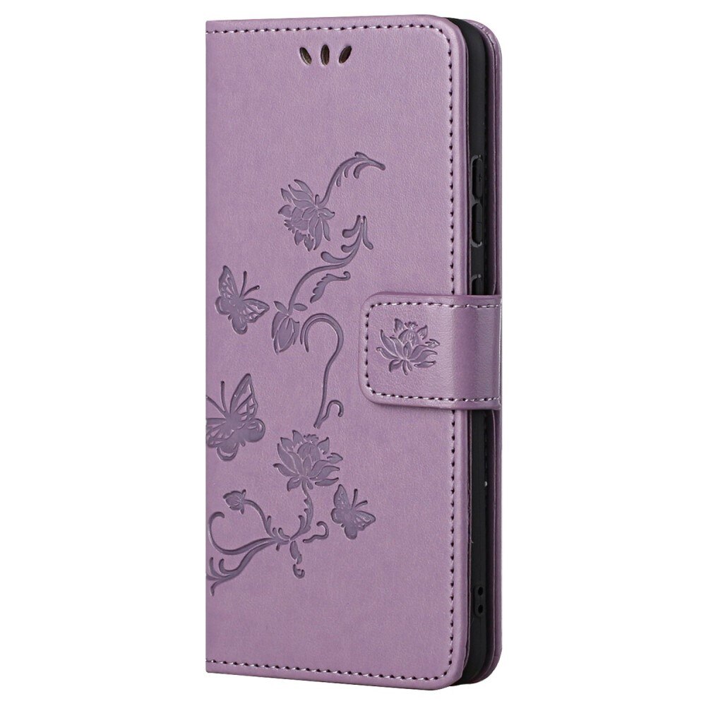 Samsung Galaxy A33 Leather Cover Imprinted Butterflies Purple