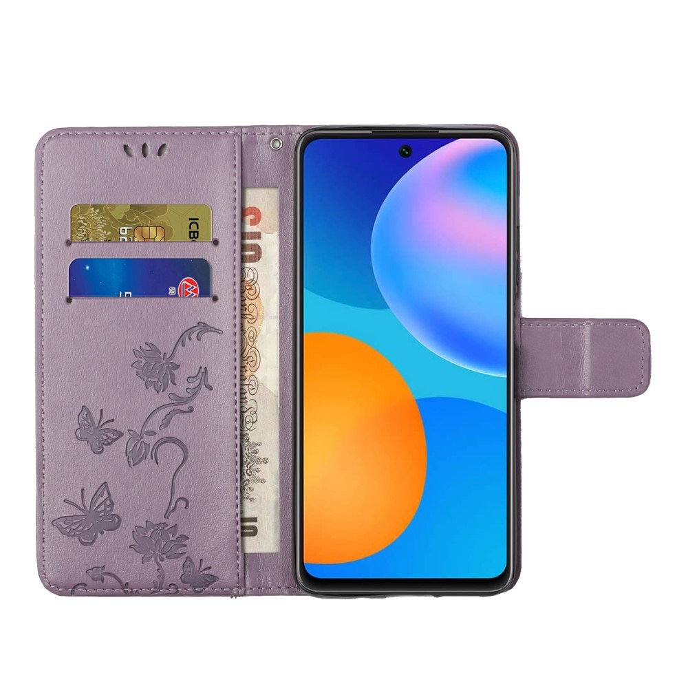Samsung Galaxy A33 Leather Cover Imprinted Butterflies Purple