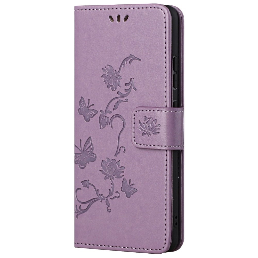 Samsung Galaxy A13 Leather Cover Imprinted Butterflies Purple