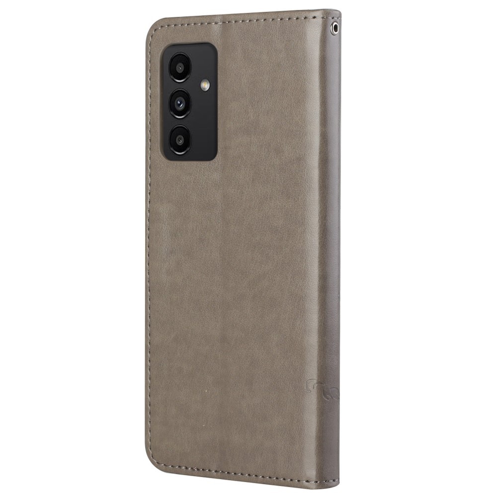 Samsung Galaxy A13 Leather Cover Imprinted Butterflies Grey
