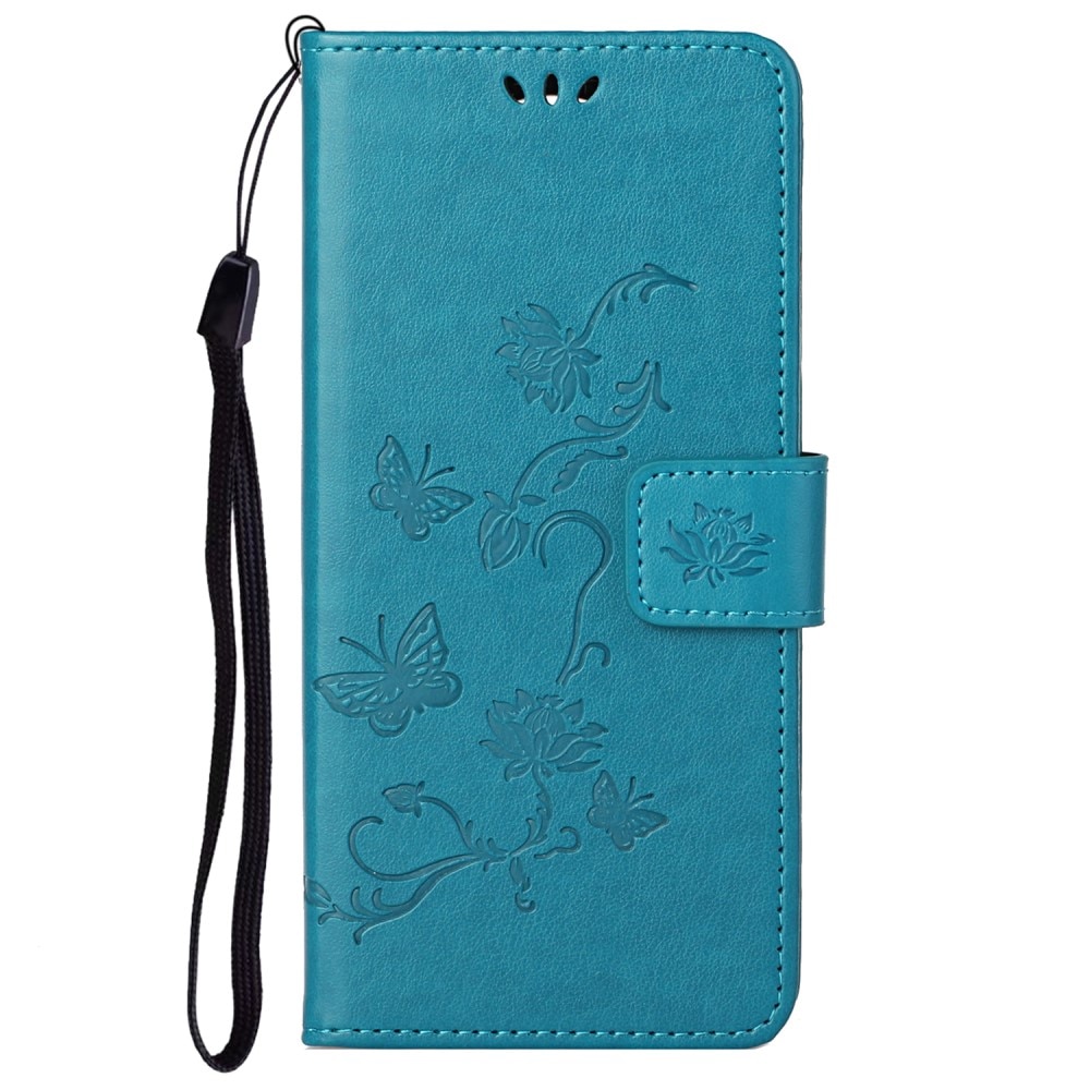 Samsung Galaxy A73 5G Leather Cover Imprinted Butterflies Blue
