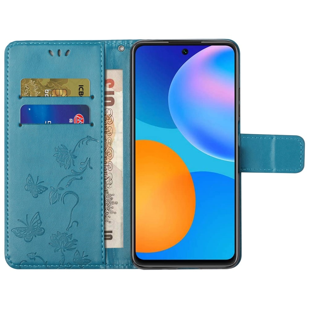 Samsung Galaxy A73 5G Leather Cover Imprinted Butterflies Blue