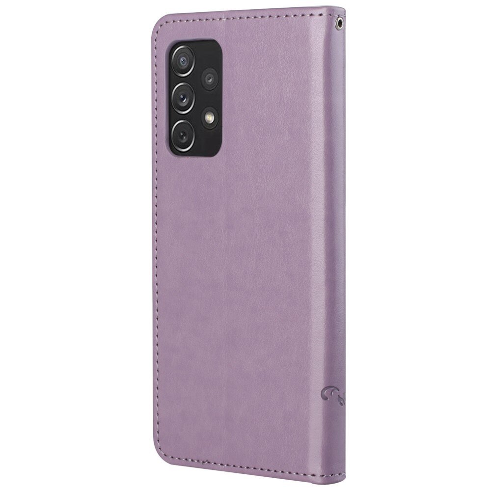 Samsung Galaxy A73 5G Leather Cover Imprinted Butterflies Purple