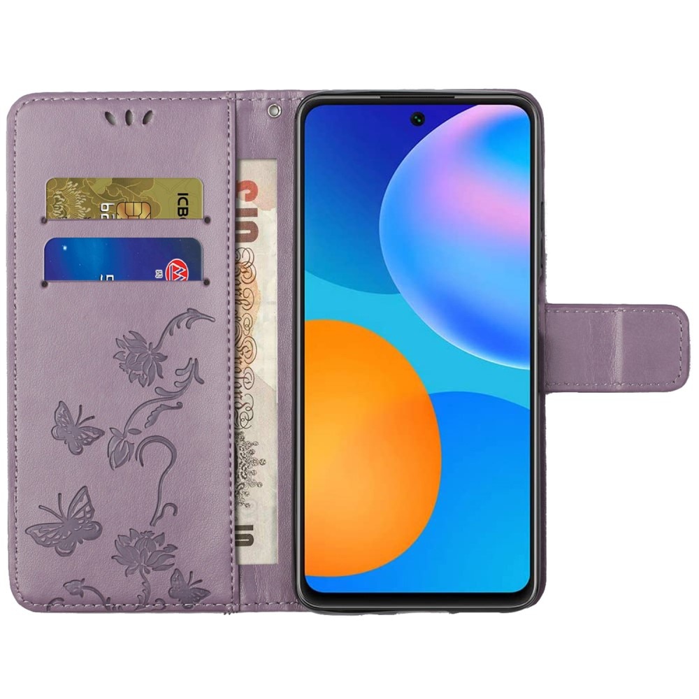 Samsung Galaxy A73 5G Leather Cover Imprinted Butterflies Purple