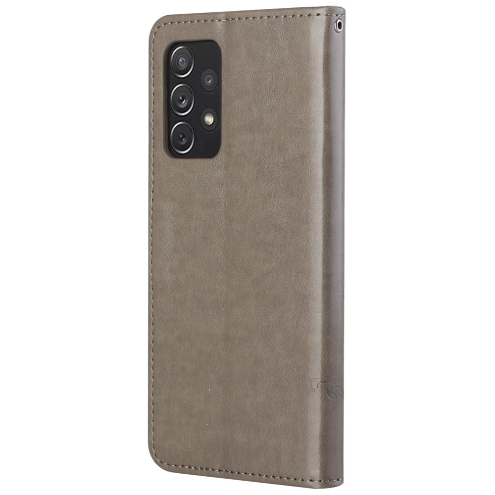 Samsung Galaxy A73 5G Leather Cover Imprinted Butterflies Grey