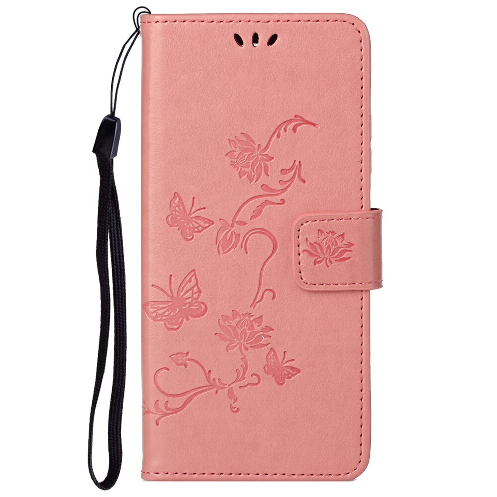 Samsung Galaxy A73 5G Leather Cover Imprinted Butterflies Pink